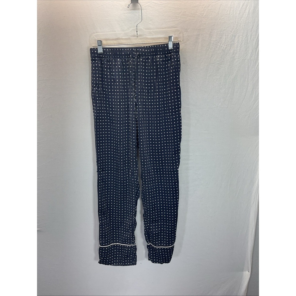 Petite Plume Pajamas Womens S 100% Silk Blue Polka Dot Set Pocket Quiet Luxury - Picture 3 of 9